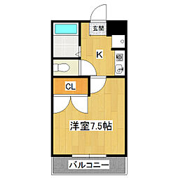 CHEZ-NOUS 1Kの間取図画像