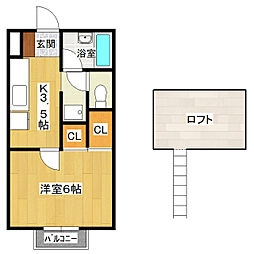コンフォートハイツA棟 1Kの間取図画像