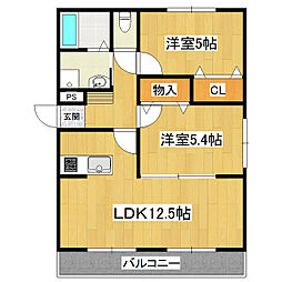 ラフィーネ 2LDKの間取図画像