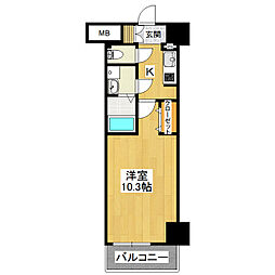 FleekTowerひたち野東 1Kの間取図画像