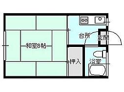 コーポ前九年 1Kの間取図画像