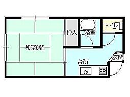 寿荘 1Kの間取図画像