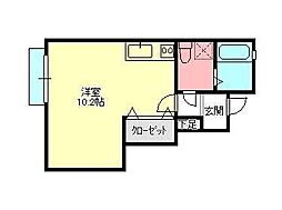 テアトルC ワンルームの間取図画像
