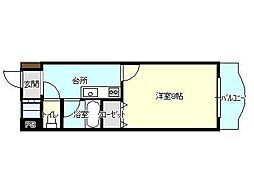 ブリックス 1Kの間取図画像
