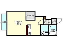 クリスチーネ ワンルームの間取図画像
