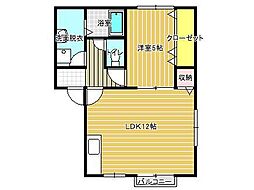 コーポフラワーユーA 1LDKの間取図画像