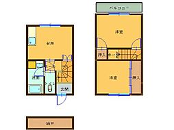 ヤマワキハイツE 2DKの間取図画像