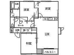 ヴィレッジ花みずきA 3LDKの間取図画像