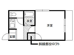 ホワイトフィールド 1Kの間取図画像