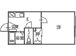 グリーンハイツ城西B 1Kの間取図画像