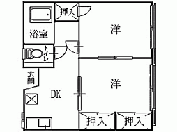 レジデンス城西A 2DKの間取図画像