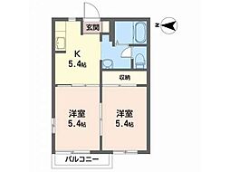 ディアス・田園F 2Kの間取図画像