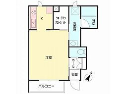 セルディーナ清水町 1Kの間取図画像