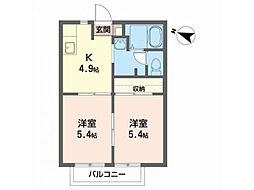 アメニティタウンA 2Kの間取図画像