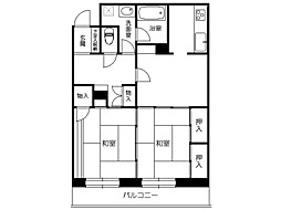 ライオンズマンション馬場町 2DKの間取図画像