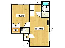 ロイヤルベイコート善知鳥 1LDKの間取図画像
