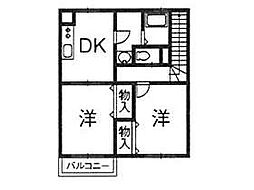 ノートルエスポワール 2DKの間取図画像