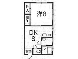 コーポこばやし 1DKの間取図画像