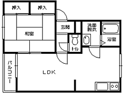 アークタウン久須志 1LDKの間取図画像