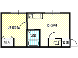 ボンアール12 1DKの間取図画像