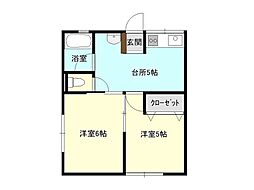 シティハイムセゾン 2Kの間取図画像