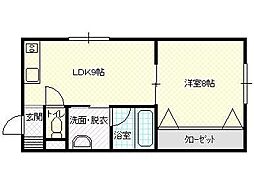 シャガール旭 1DKの間取図画像