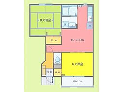 ロイウッド陽琉 2LDKの間取図画像