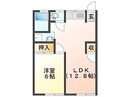 シティハイムシュクラン 1LDKの間取図画像
