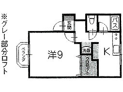 マスコット雅1 1Kの間取図画像