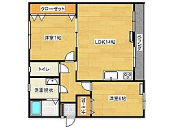 オランジュ 2LDKの間取図画像