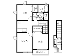 アヴニール本宮3 2LDKの間取図画像