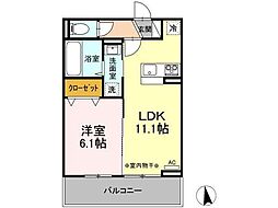D-room姉体3A 1LDKの間取図画像