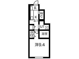 ボヌールテラス 1Kの間取図画像