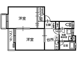 コーポS 2Kの間取図画像