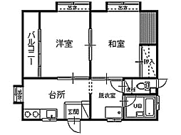 レジデンス垣の内 2DKの間取図画像