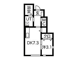 proximoB 1DKの間取図画像