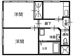 コーポ虹 2Kの間取図画像