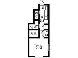 優ハイムA 1Kの間取図画像