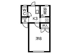 トムハウス 1Kの間取図画像
