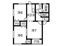 ロックウェルA 2LDKの間取図画像