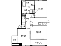 パークサウス石川 2LDKの間取図画像