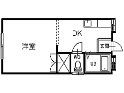 パリジェンヌA 1Kの間取図画像