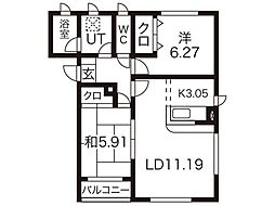 アヴニール 2LDKの間取図画像