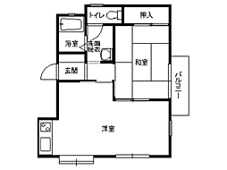 シャルム若菜 1LDKの間取図画像