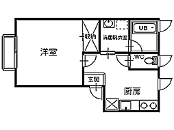 ヴィラセレーナ 1Kの間取図画像