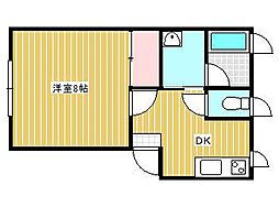 ハイツ花園B 1Kの間取図画像