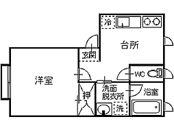 ハイツ花園D 1Kの間取図画像