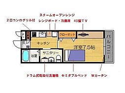 カイト 1Kの間取図画像
