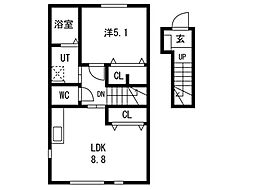 Sun field (サンフィールド)C 1LDKの間取図画像