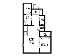 Sun field (サンフィールド)C 1LDKの間取図画像